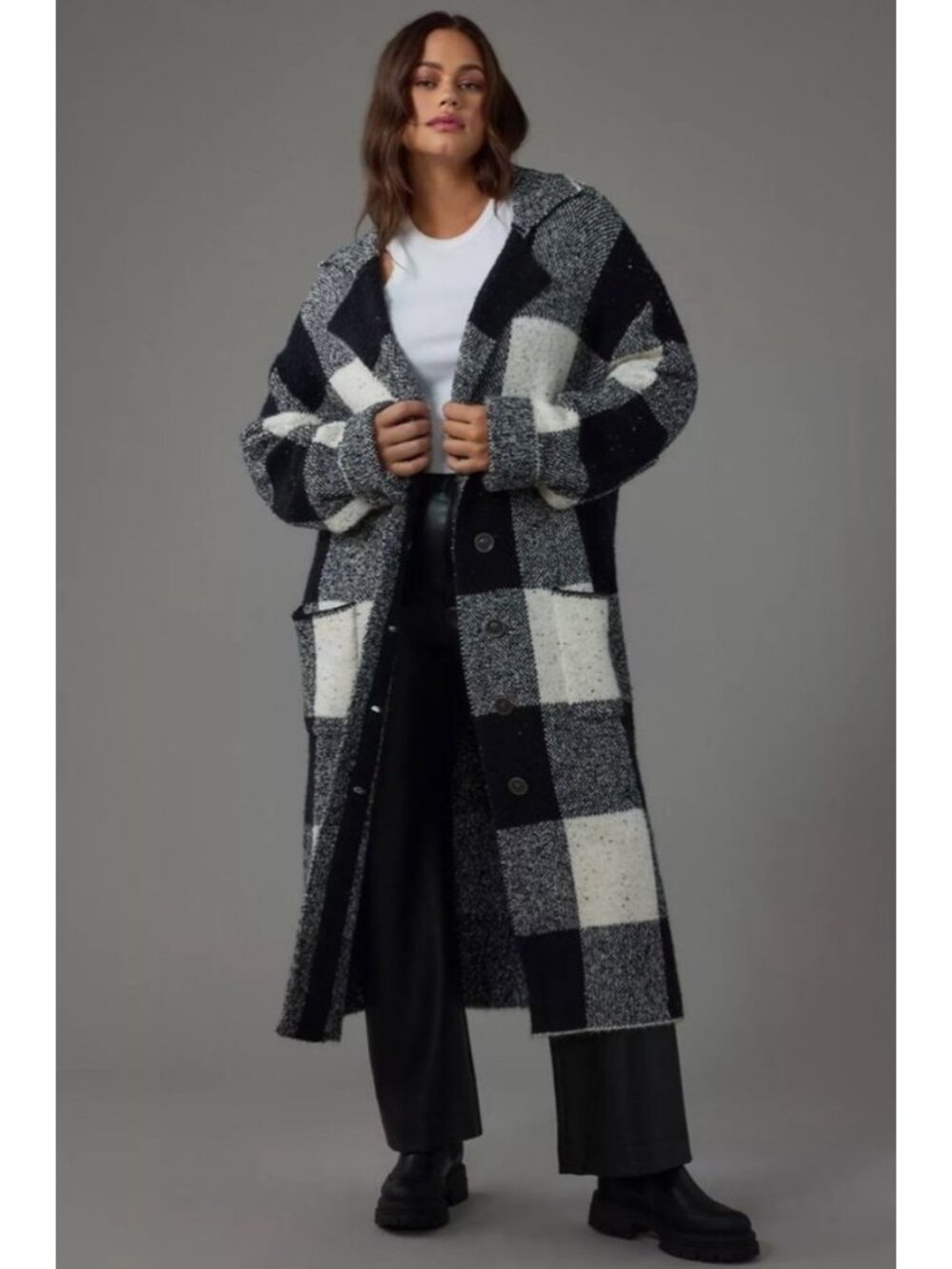 NWT Anthropologie Pilcro Patterned Mackinaw Wool Blend Sweater Coat